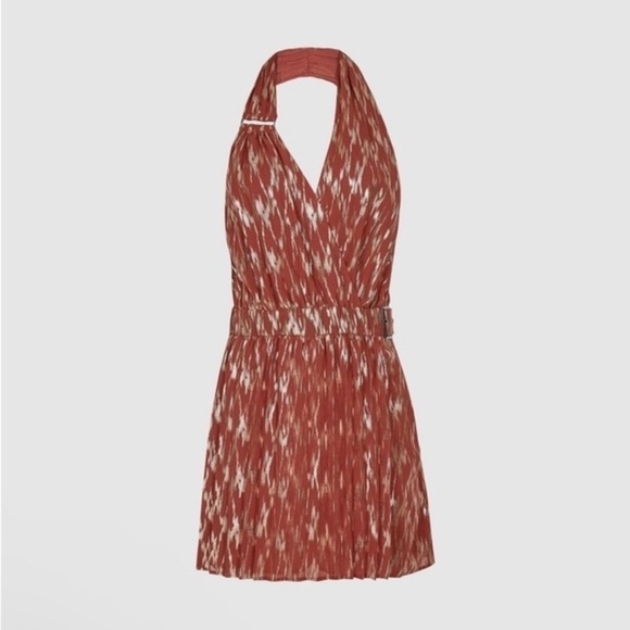 New! Reiss nova metallic halter Romper red gold nwt 18403 - Picture 3 of 14